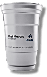 Low-carbon aluminum cup created by Alcoa, Novelis and Ball.